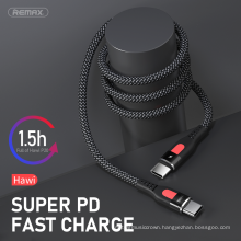 Remax PD Flash charge RC-151CC 1M Super Charge Mobile Phone Data Nylon Braided Usb Small Type C To lighnting Cable Fast Charging